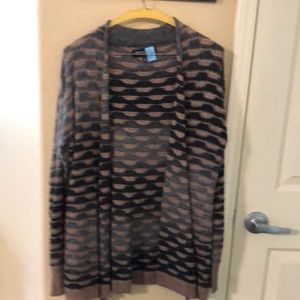 Brown black and gray oversized cardigan